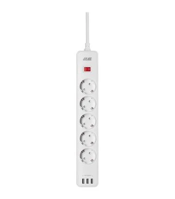 Мережевий подовжувач-фільтр 2E 3х1,5 мм², 5 розеток, 3хUSB-A, білий, 2 м (2E-SP515M2USBWH) - фото 2