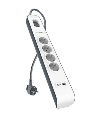 Мережевий подовжувач-фільтр Belkin 3х1,5 мм², 4 розетки, білий, 2 м (BSV400VF2M) - фото 2