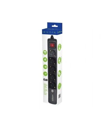 Мережевий подовжувач-фільтр Gembird 5 розеток, USB, чорний, 1,5 м (SPG5-U2-5) - фото 3