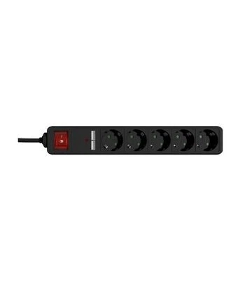 Мережевий подовжувач-фільтр Gembird 5 розеток, USB, чорний, 1,5 м (SPG5-U2-5-02) - фото 2