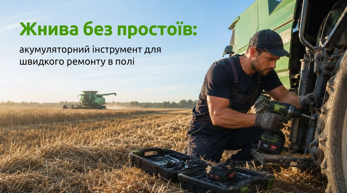 Уборка урожая без простоев: аккумуляторный инструмент для быстрого ремонта в поле
