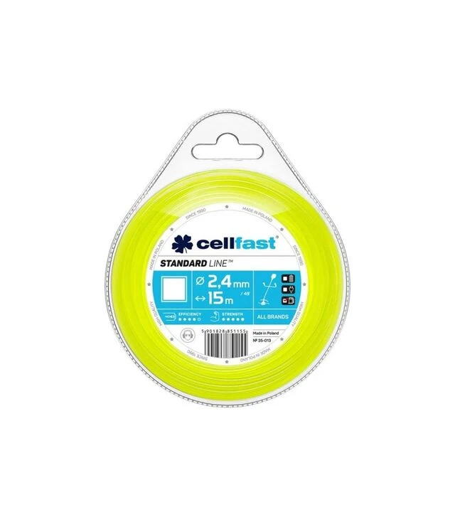 Леска для триммера Cellfast, квадрат 2,4 мм, 15 м (35-013)