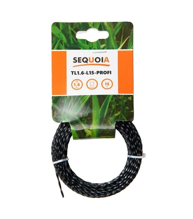 Леска для триммера SEQUOIA TL1.6-L15-Profi крученый квадрат, 1,6 мм, 15 м
