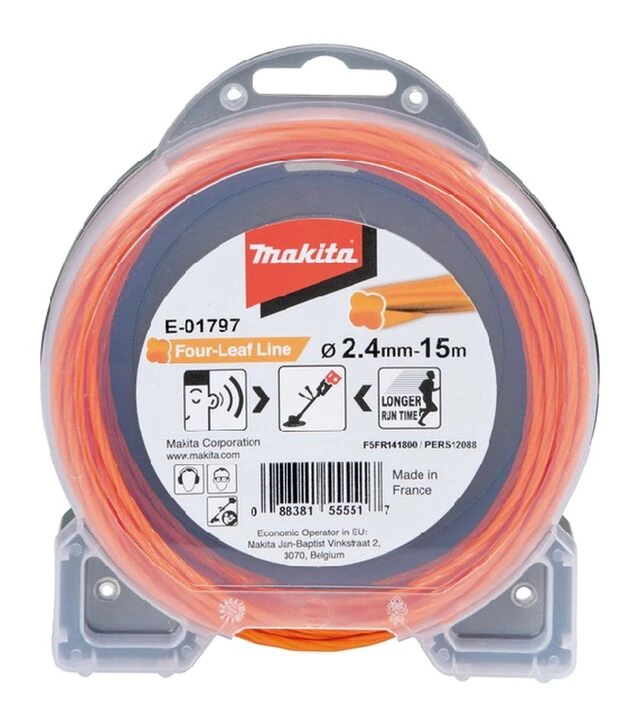 Волосінь для тримера Makita 2,4мм/15м, конюшина (E-01797)