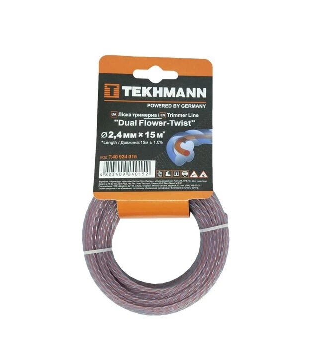 Леска для триммера Tekhmann DUAL Flower-Twist, 2,4 мм, 15 м (T.40924015)