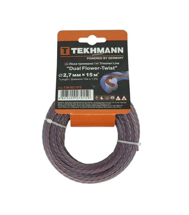 Леска для триммера Tekhmann DUAL Flower-Twist, 2,7 мм, 15 м (T.40927015)