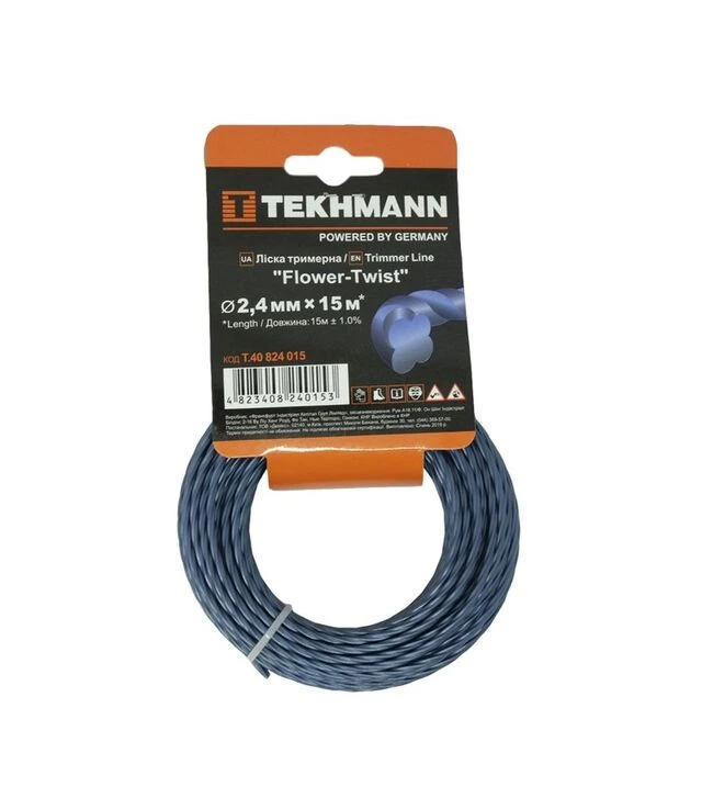 Леска для триммера Tekhmann Flower-Twist, 2,4 мм, 15 м (T.40824015)
