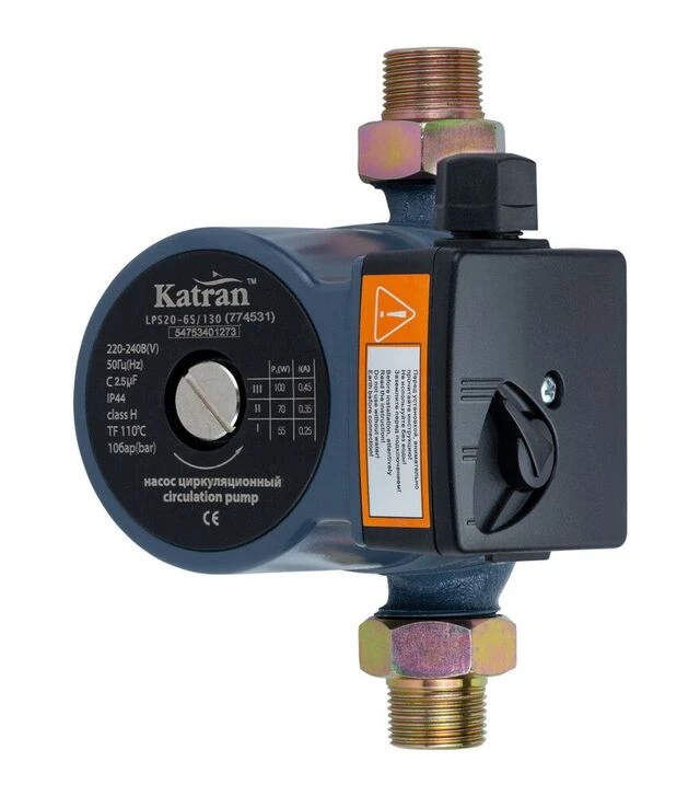 Насос циркуляційний Wetron 100 Вт, 6 м, 75 л/хв, Ø1" 130 мм, з гайками Ø3/4" (774531)