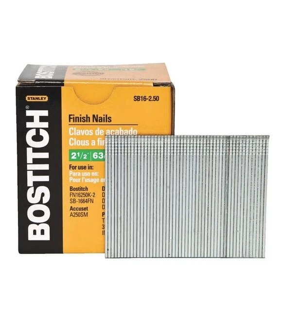 Цвяхи прямі BOSTITCH SB16-2.50, SB16, 65x1,6 мм, капелюшок 3 мм, оцинковані, 2500 шт. (SB16-2.50)
