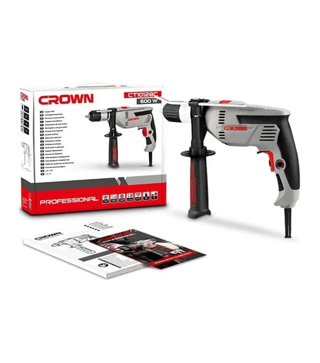 Дриль ударний CROWN CT10128C, 600 Вт, 2800 об/хв, 44800 уд/хв (CT10128C)