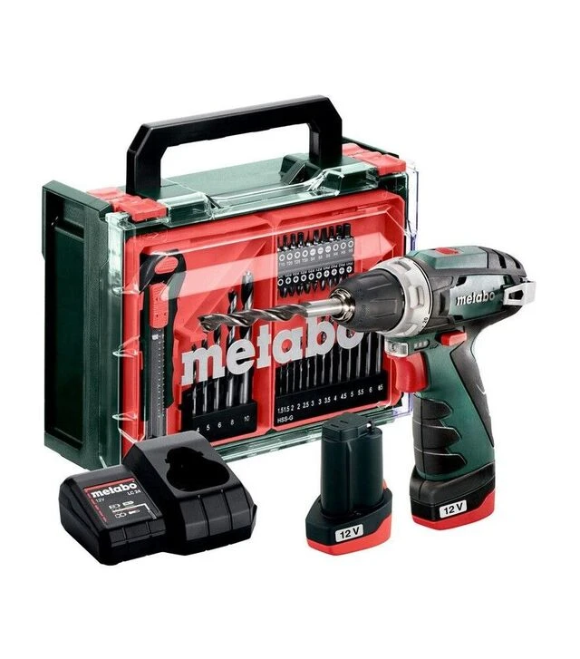 Дриль-шуруповерт акумуляторний Metabo PowerMaxx BS Basic, 12 В + набір аксесуарів (600080710)