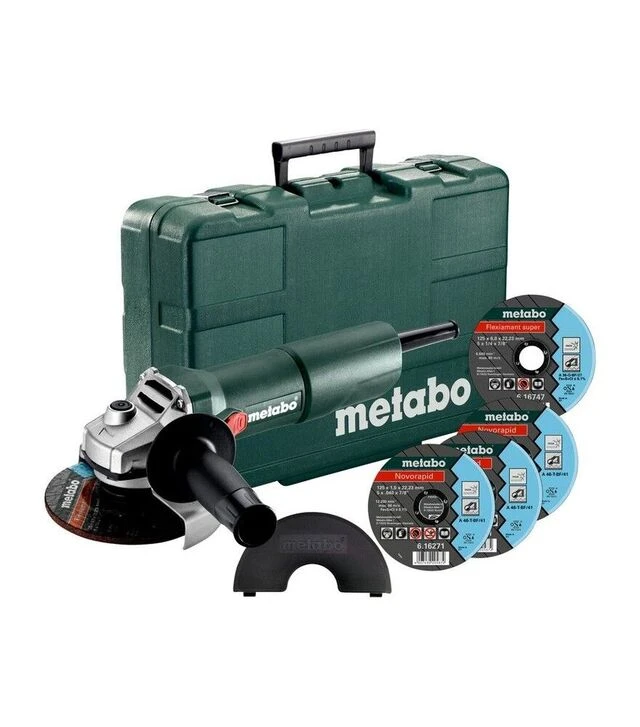 Угловая шлифмашина Metabo W 750-125, 750 Вт + диски, кейс (603605680)