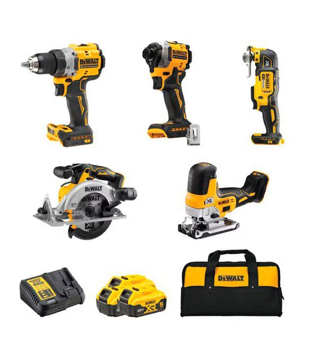 Набір акумуляторного інструменту DeWALT DCK502P3, DCD800 + DCF850 + DCS565 + DCS335 + DCS355, сумка (DCK502P3)