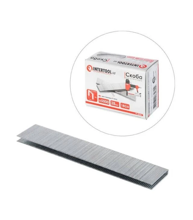 Скоба для степлера INTERTOOL PT-1612, 28 мм, 18GA, 5000 шт (PT-8328)