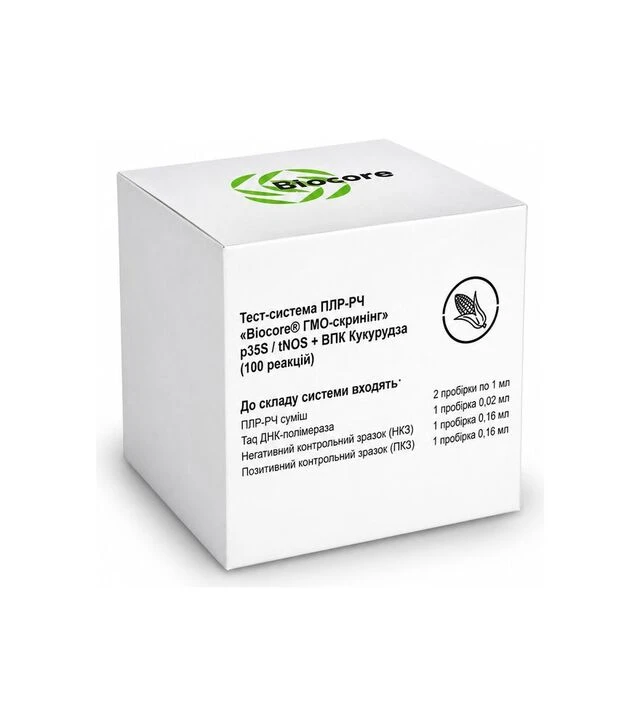 Тест-система ПЛР-РЧ Biocore ГМО-скринінг p35S/tNOS + ВПК Кукурудза, 100 реакцій