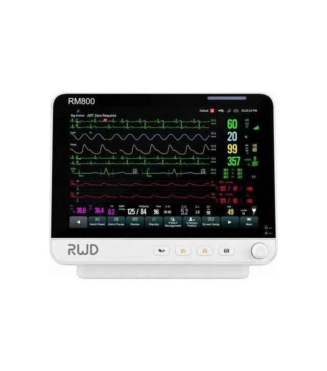 Ветеринарный монитор пациента RWD RM800 для EtCO2, SpO2, ECG, RESP, HR, NIBP, TEMP