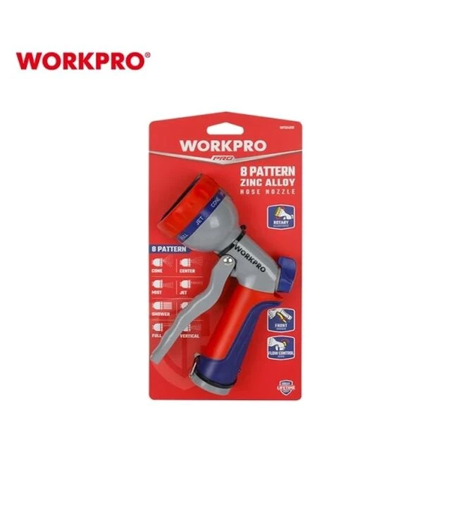 Пістолет-розпилювач для поливу WORKPRO 3/4", сопло з цинкового сплаву, 8 режимів (WP334010)
