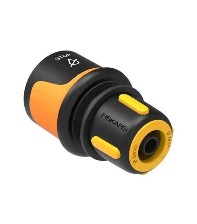 Соединитель для шланга Fiskars 3/8", с аквастопом (1027078)