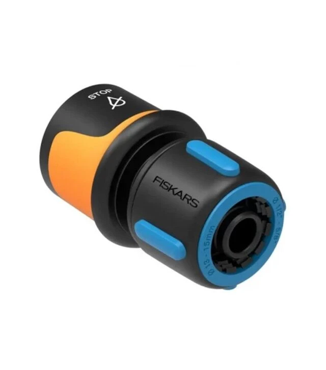 Соединитель для шланга Fiskars LB30, 1/2-5/8", с аквастопом (1027080)
