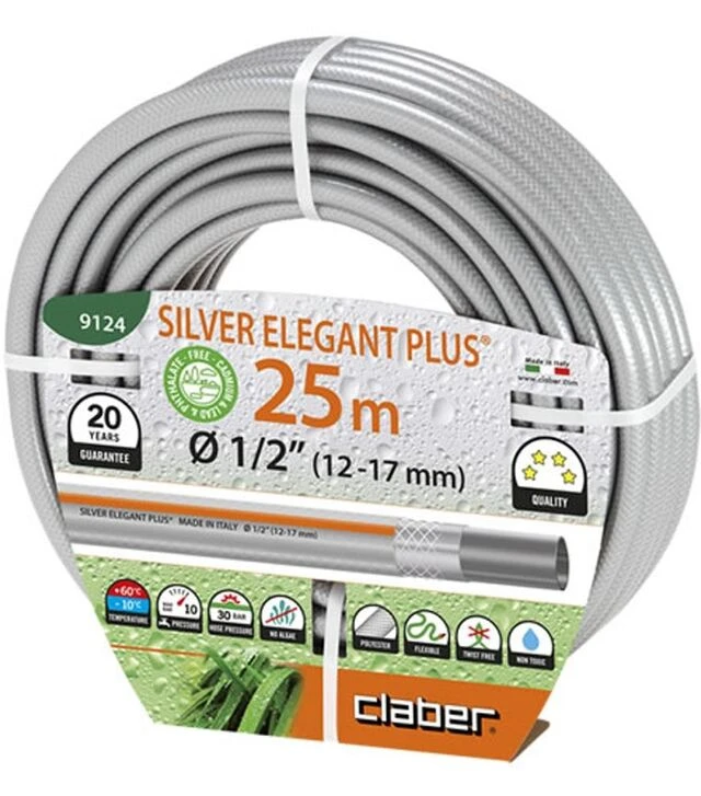 Шланг поливочный Claber Silver Elegant Plus 1/2, 25 м (91240000)