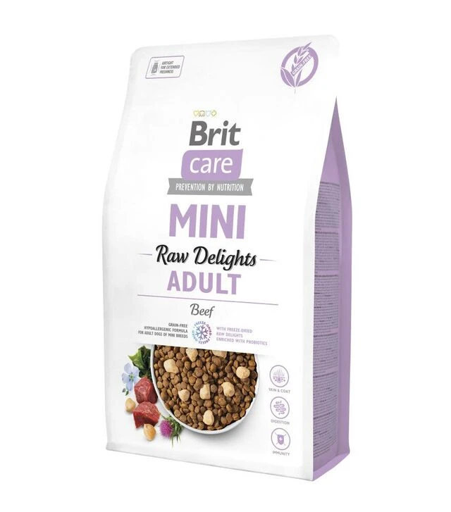 Беззерновой сухой корм для собак мелких пород Brit Care Mini Raw Delights с говядиной, 2 кг