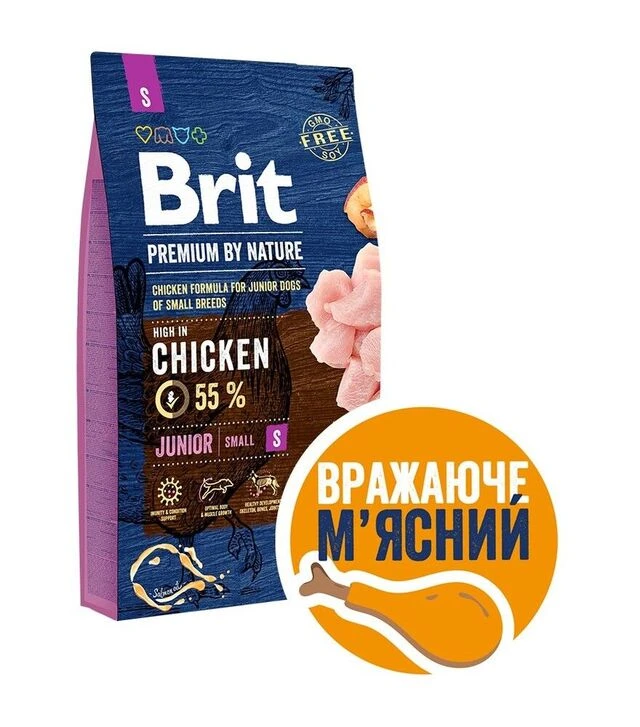 Сухий корм для собак дрібних порід Brit Premium Dog Junior S з куркою, 8 кг