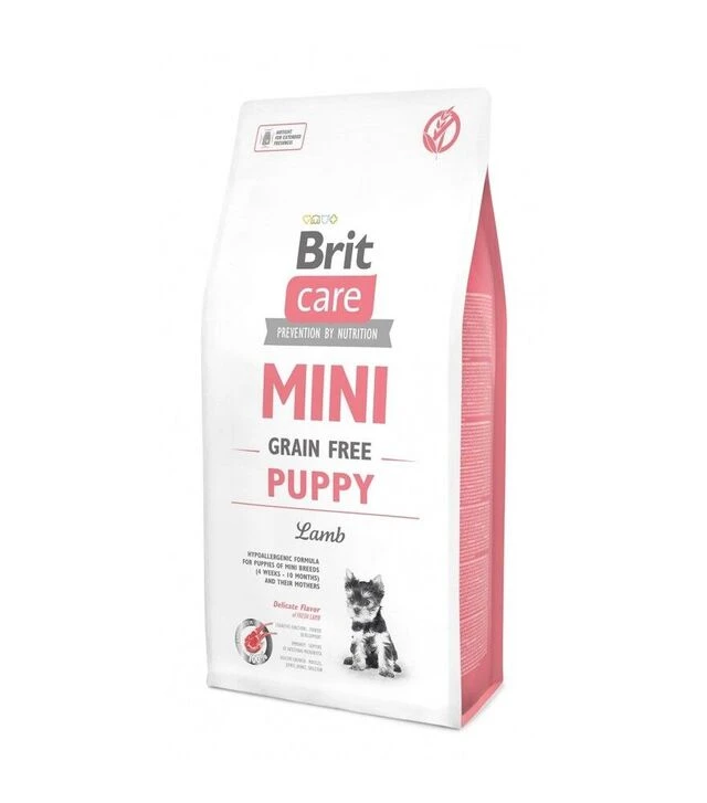 Беззерновой сухой корм для щенков мелких пород Brit Care Grain Free Mini Puppy с ягненком, 7 кг