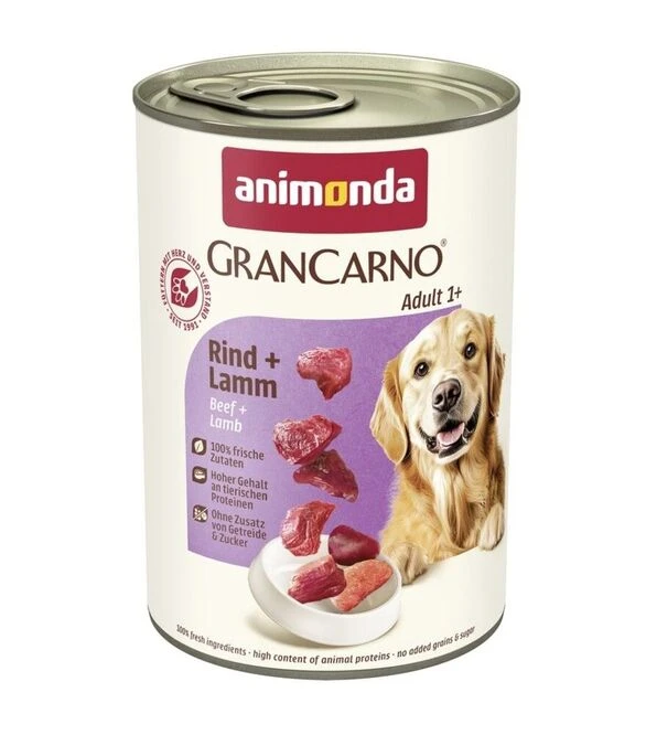 Беззерновой влажный корм для собак Animonda GranCarno Adult с говядиной и ягненком, 400 г