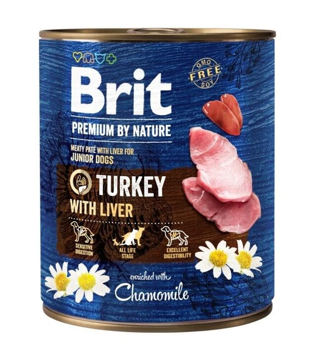 Беззерновий вологий корм для собак Brit Premium by Nature з індичкою та індичою печінкою, 800 г