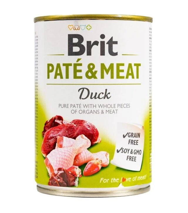 Беззерновой влажный корм для собак Brit Care Pate and Meat с уткой, 400 г
