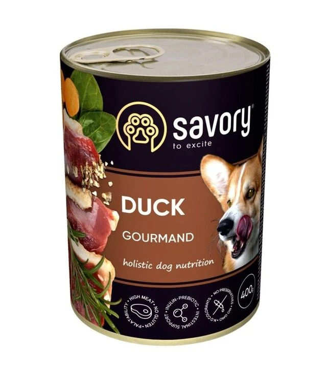 Вологий корм для собак Savory Dog Gourmand паштет з качкою, 400 г