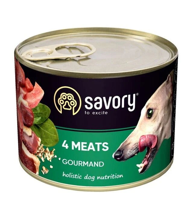 Вологий корм для собак Savory Dog Gourmand паштет з чотирма видами м'яса, 200 г