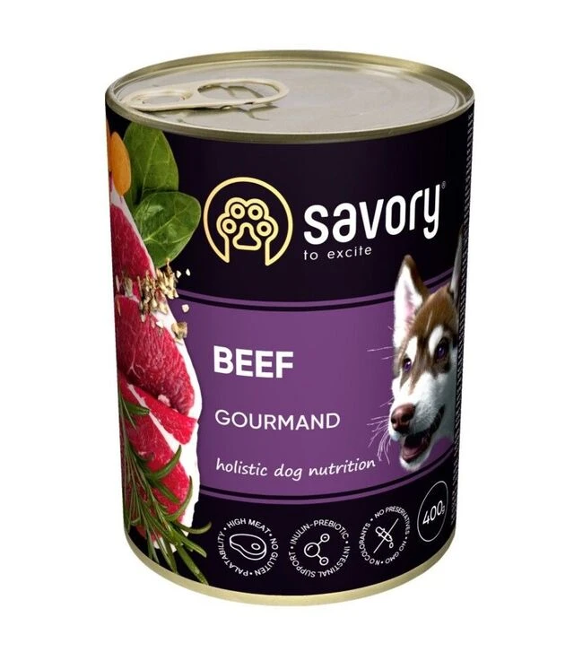 Вологий корм для собак Savory Dog Gourmand паштет з яловичиною, 400 г