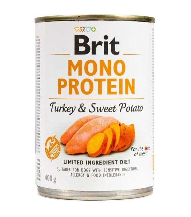 Влажный корм для собак Brit Mono Protein с индейкой и бататом, 400 г
