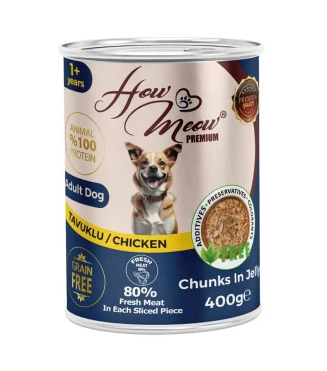 Полнорационный влажный корм для собак How Meow Dog с курицей, 400 г