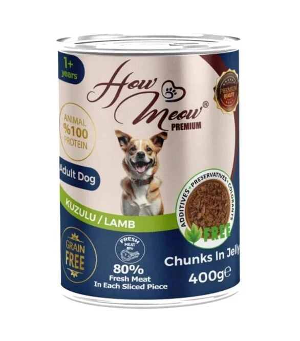 Полнорационный влажный корм для собак How Meow Dog с ягненком, 400 г
