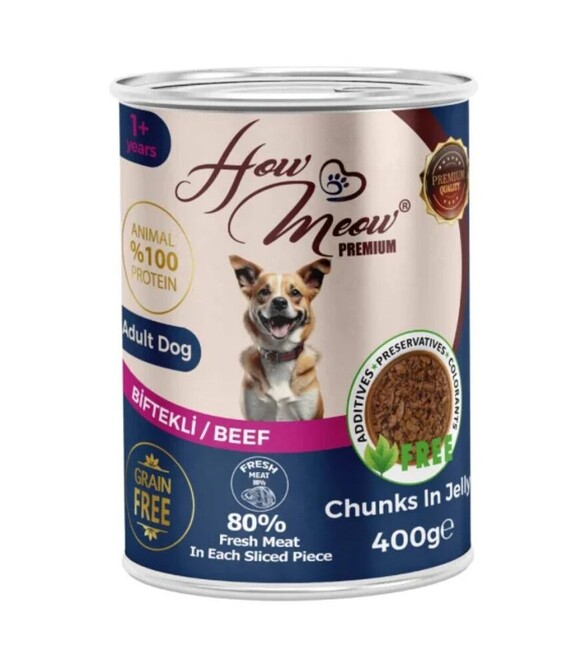 Полнорационный влажный корм для собак How Meow Dog с говядиной, 400 г