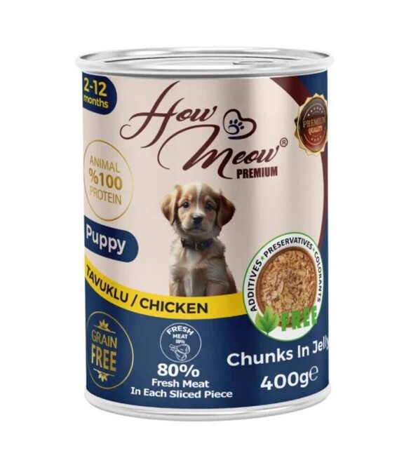 Полнорационный влажный корм для щенков How Meow Puppy с курицей, 400 г