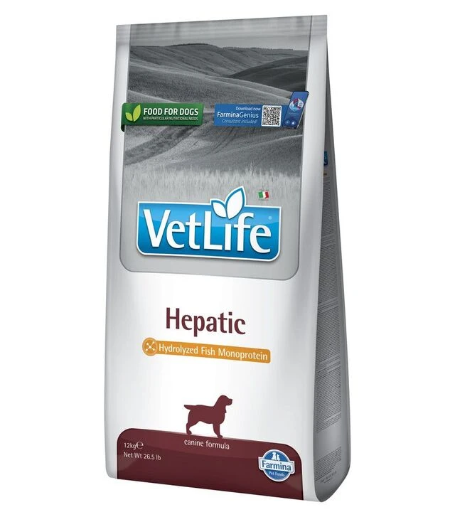 Лікувальний сухий корм для собак Farmina Vet Life Hepatic при хронічній печінковій недостатності, 12 кг