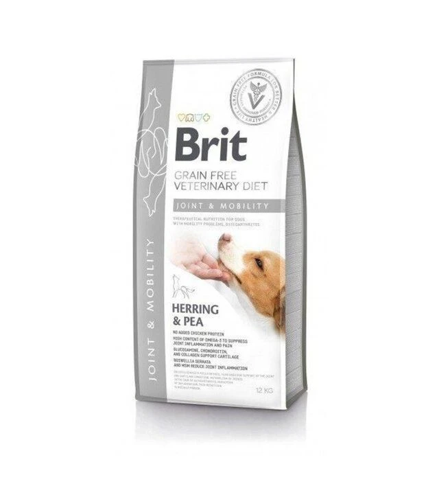 Лечебный сухой корм для собак Brit VetDiets GF Mobility для здоровья суставов, с сельдью, лососем и гречкой, 12 кг