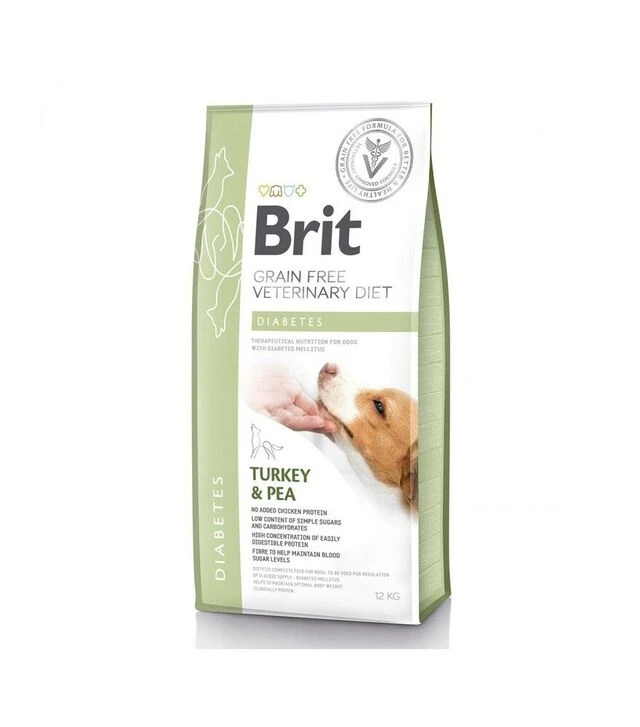 Лечебный сухой корм для собак Brit VetDiets GF Diabetes при сахарном диабете, с индейкой и горохом, 12 кг