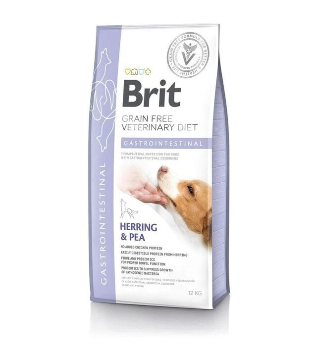 Лікувальний сухий корм для собак Brit VetDiets GF Gastrointestinal при порушеннях травлення, з оселедцем, лососем та горохом, 12 кг