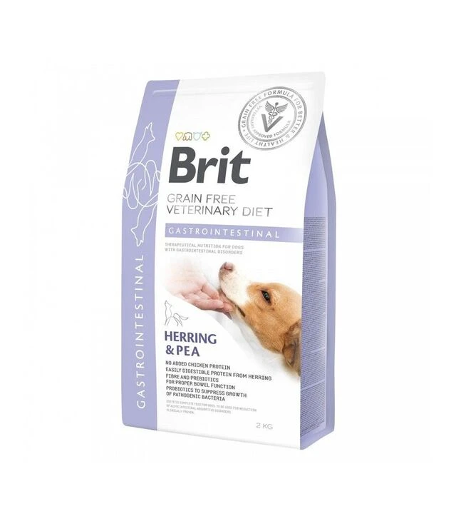 Лечебный сухой корм для собак Brit VetDiets GF Gastrointestinal при нарушениях пищеварения, с сельдью, лососем и горохом, 2 кг