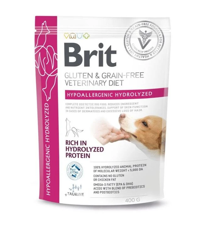 Лікувальний сухий корм для собак Brit VetDiets Hypoallergenic Hydrolyzed при харчовій алергії, з гідролізованим білком, 400 г
