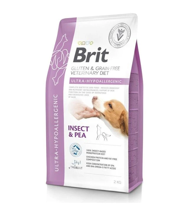 Лечебный сухой корм для собак Brit VetDiets Ultra Hypoallergenic при пищевой аллергии, с насекомыми, 2 кг
