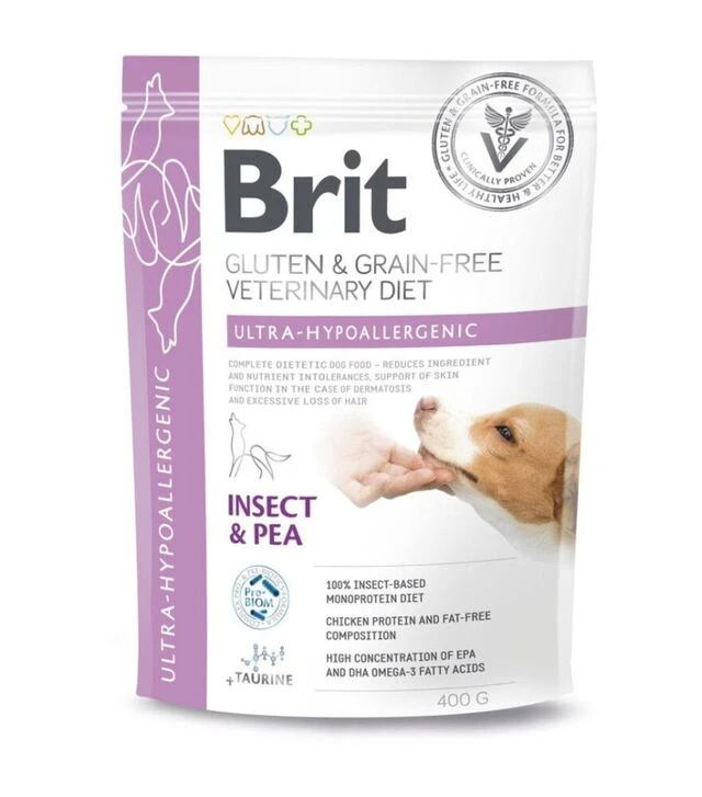 Лікувальний сухий корм для собак Brit VetDiets Ultra Hypoallergenic при харчовій алергії, з комахами, 400 г