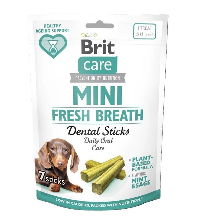Лакомства для собак мелких пород Brit Care Mini Treats Fresh Breath для свежести дыхания, 120 г