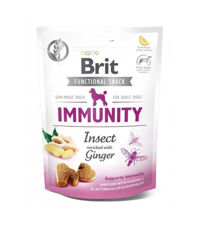 Ласощі для собак Brit Care Functional Snack Immunity для підтримки імунітету, з комахами та імбиром, 150 г