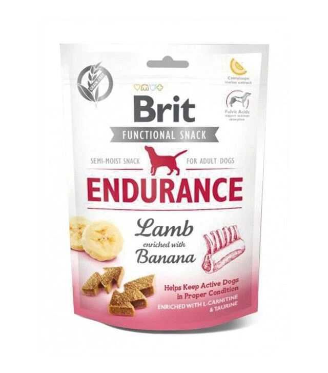 Ласощі для собак Brit Care Functional Snack Endurance для підвищеної активності, з ягням та бананом, 150 г