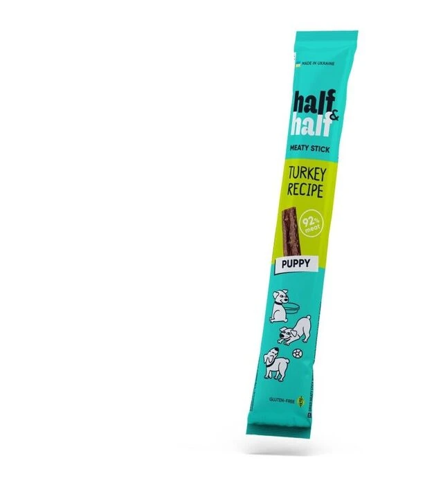 Ласощі для цуценят Half&Half м’ясна паличка з індичкою, 12 г